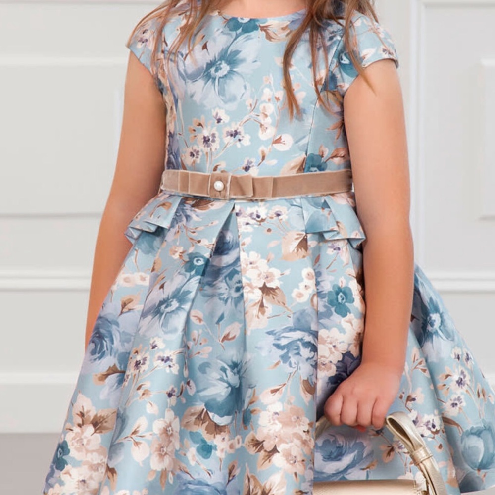 Abel & Lula Floral Blue Mikado Dress NWT size 4